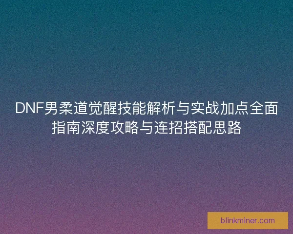 DNF男柔道觉醒技能解析与实战加点全面指南深度攻略与连招搭配思路